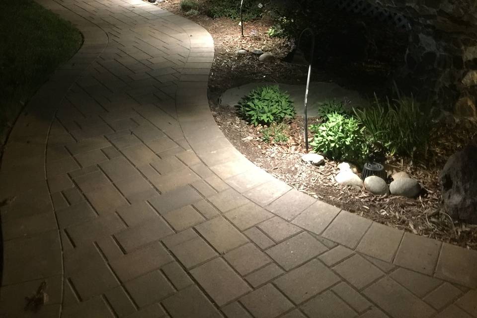 Path to Stairs to Shade Patio after dark 2017