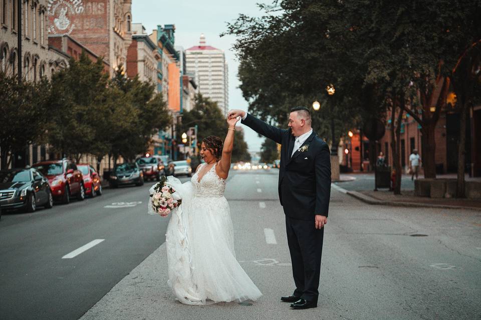 Bride and Groom in the Streets