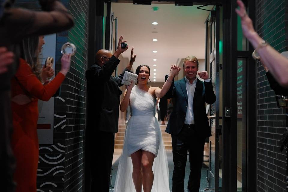 Bride and Groom Entering Recep