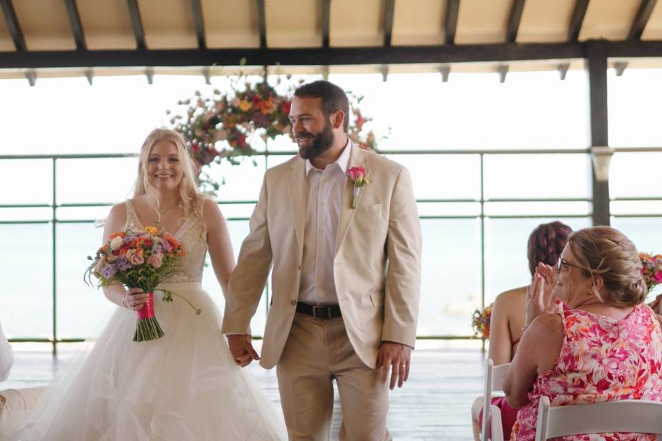 Bride and groom exit