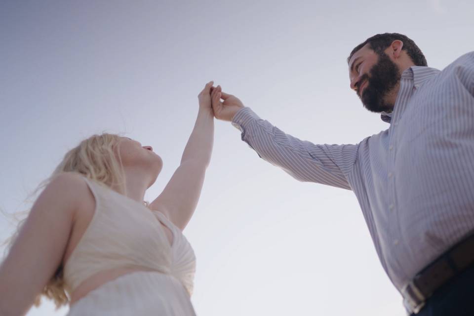 Couple dancing on the beach