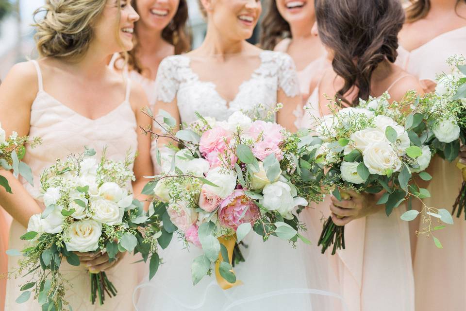 The bride with her bridesmaids