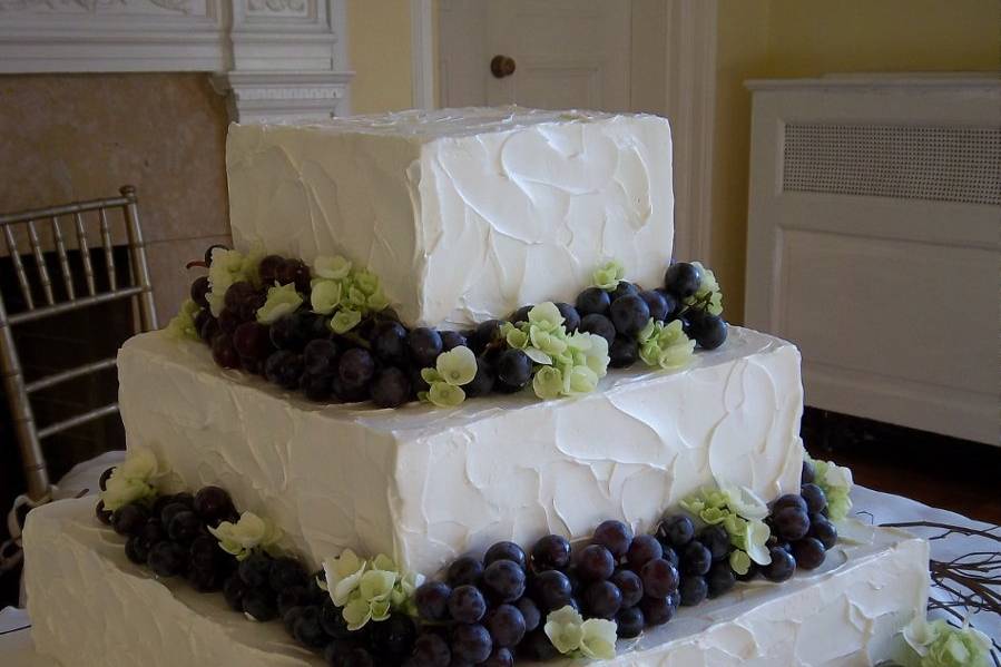 Square layered wedding cake