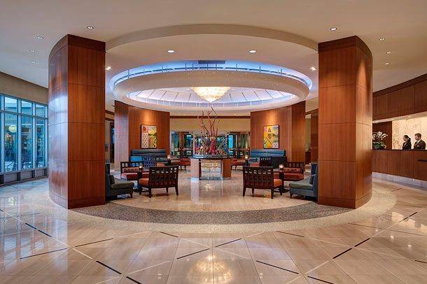 Our greatroom lobby provides a warm welcome to guests and valet parking makes coming downtown a breeze.