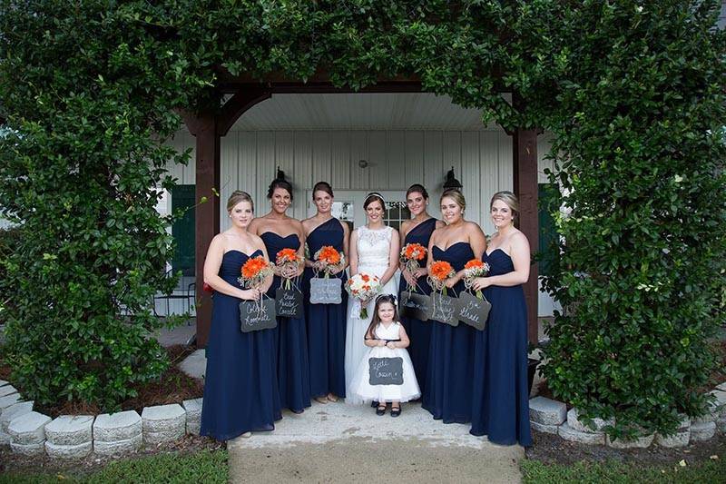 Bride and her bridesmaids