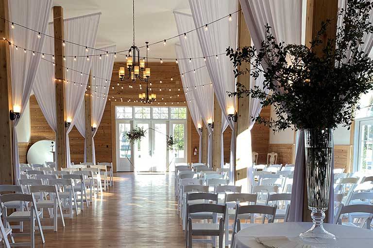 Barn decorated for a wedding