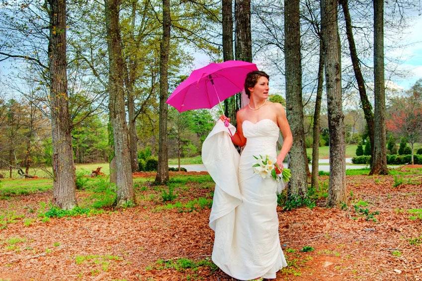 Bride with umbrella