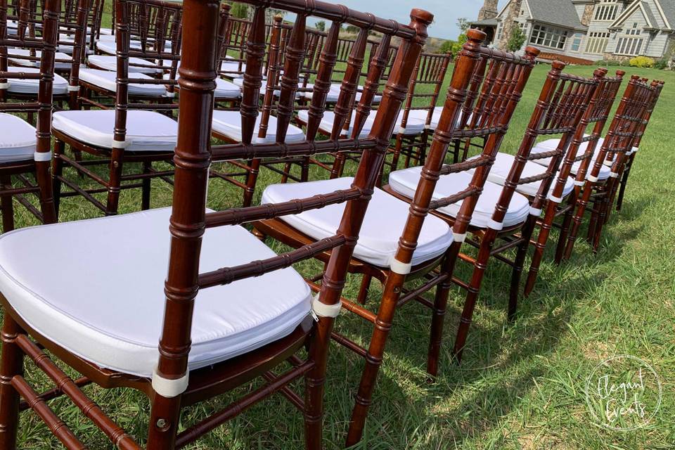 Lancaster Table & Seating Mahogany Wood Chiavari Chair with Ivory Cushion