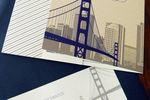 San Francisco themed folded invitation