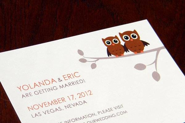 Owl Save the Date postcard