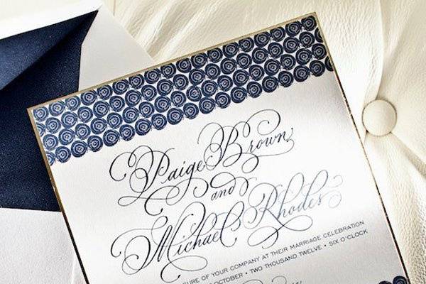 Wedding invitation with hand calligraphy