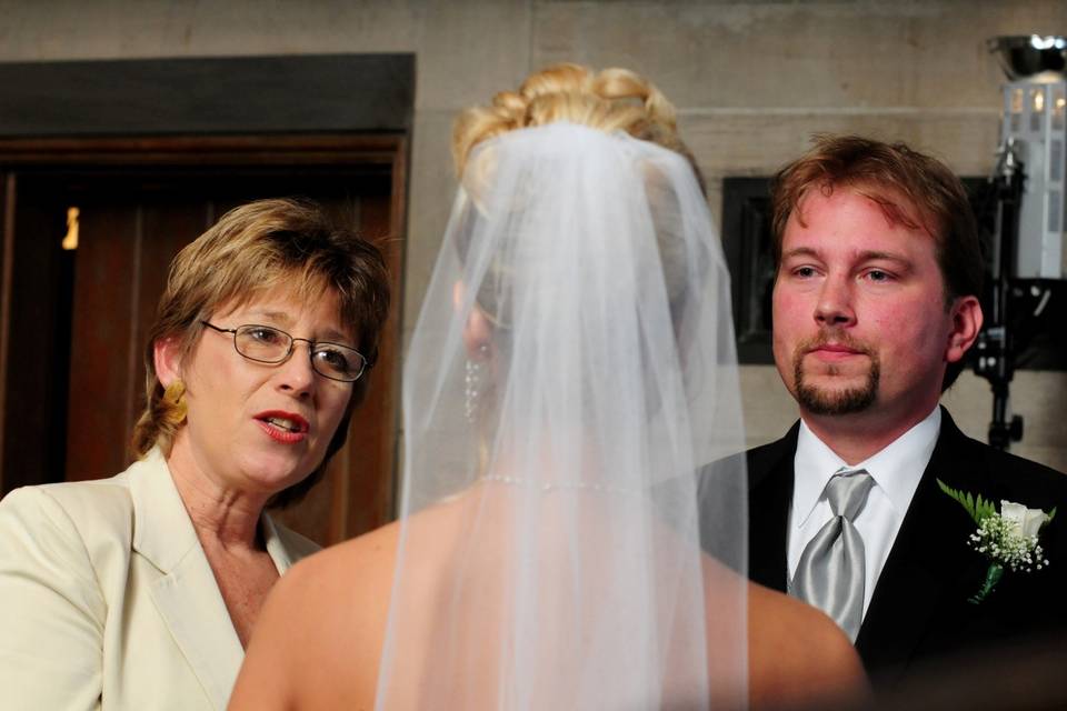 Engaged in the ceremony