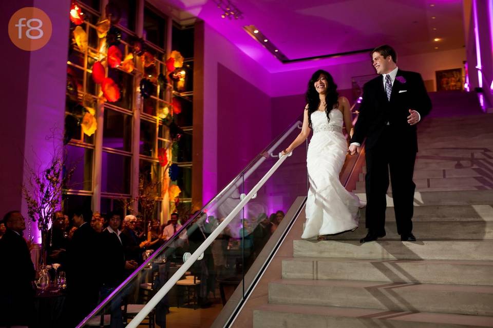 Couple walking down the stair