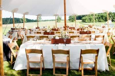 Outdoor wedding reception area