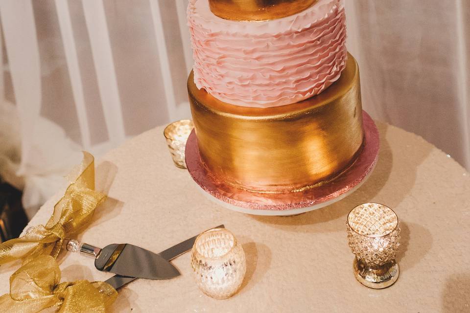 Pink and gold cake