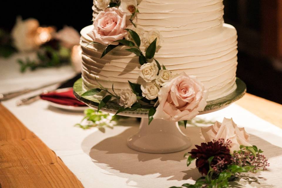 Four layered floral cake
