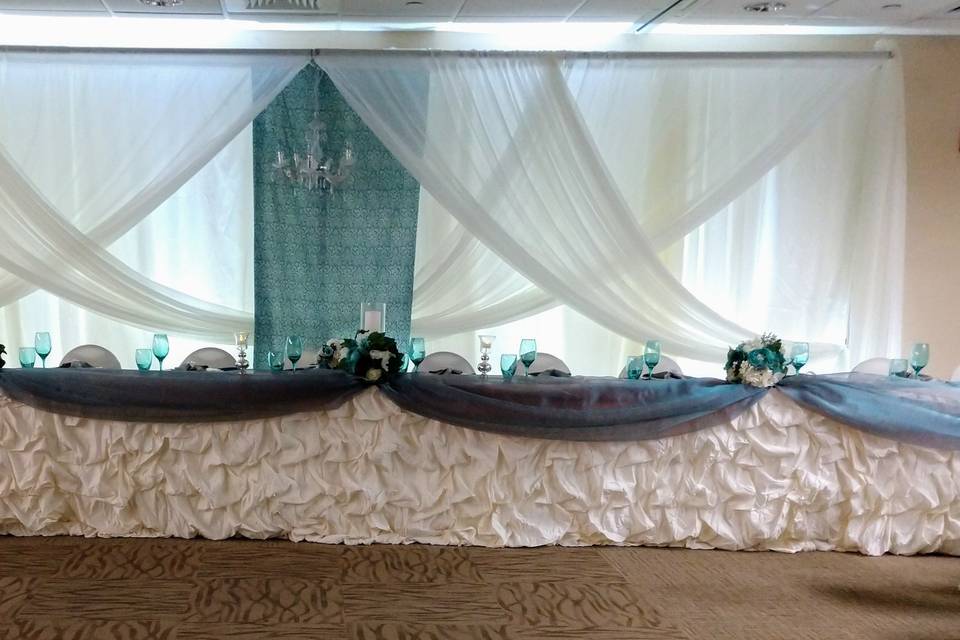 Teal Head Table Drapery