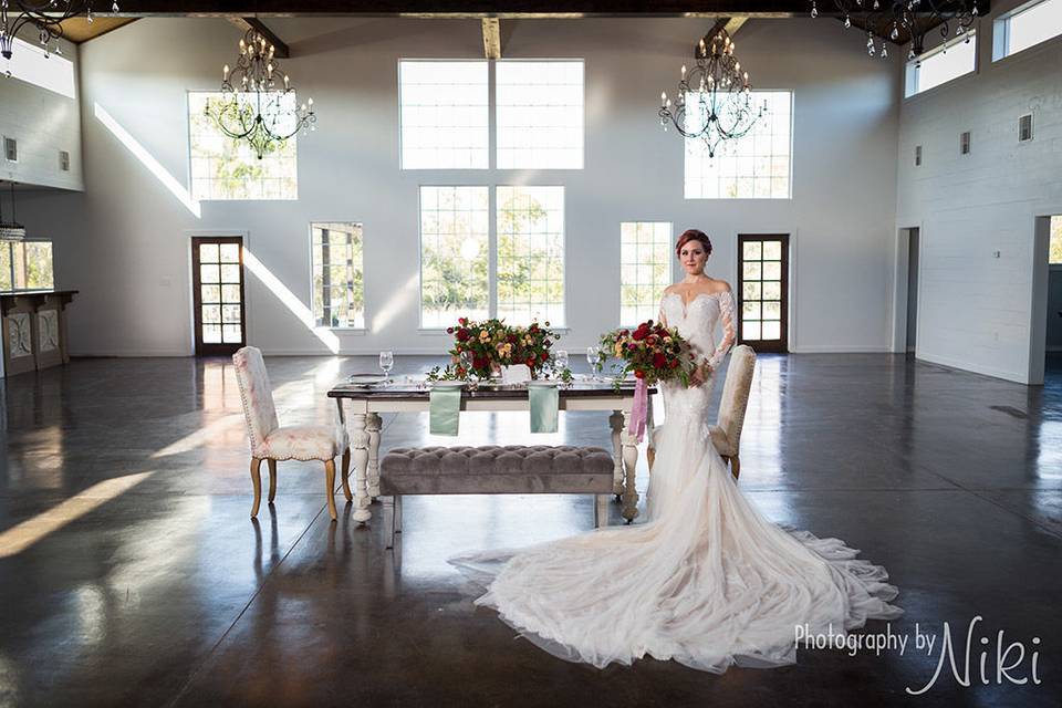 Bride and bouquet