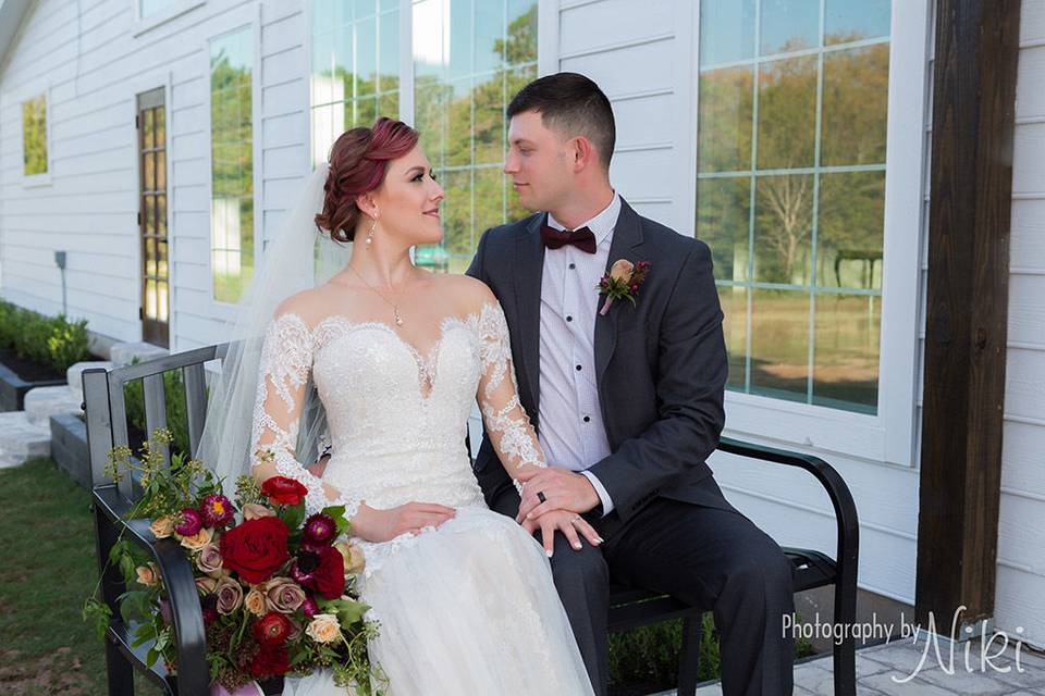 Bride and bouquet