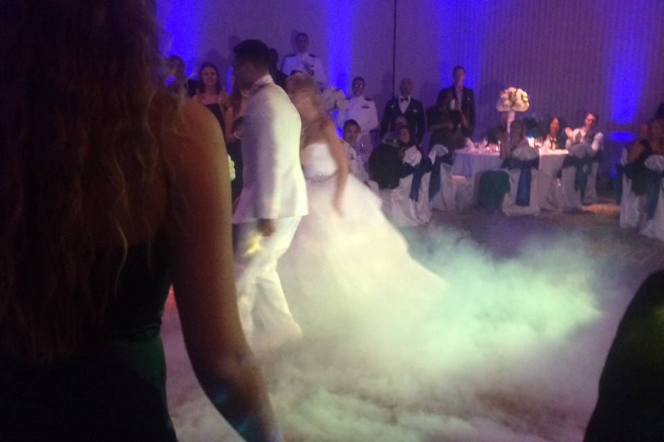 Our Fog machine makes it look like you are dancing on a cloud