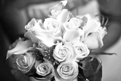 The bride holding her bouquet