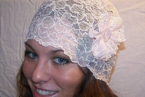French Pink lace Bridal Cap or Skullcap