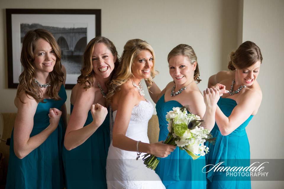 Bride with bridesmaids