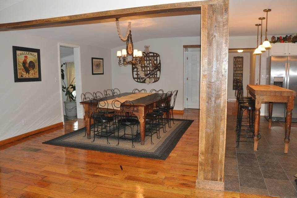 The kitchen at the guesthouse.  Ready to host family and friend gatherings and seating up to 16 people with table and island area.