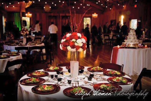 Table setup with centerpiece