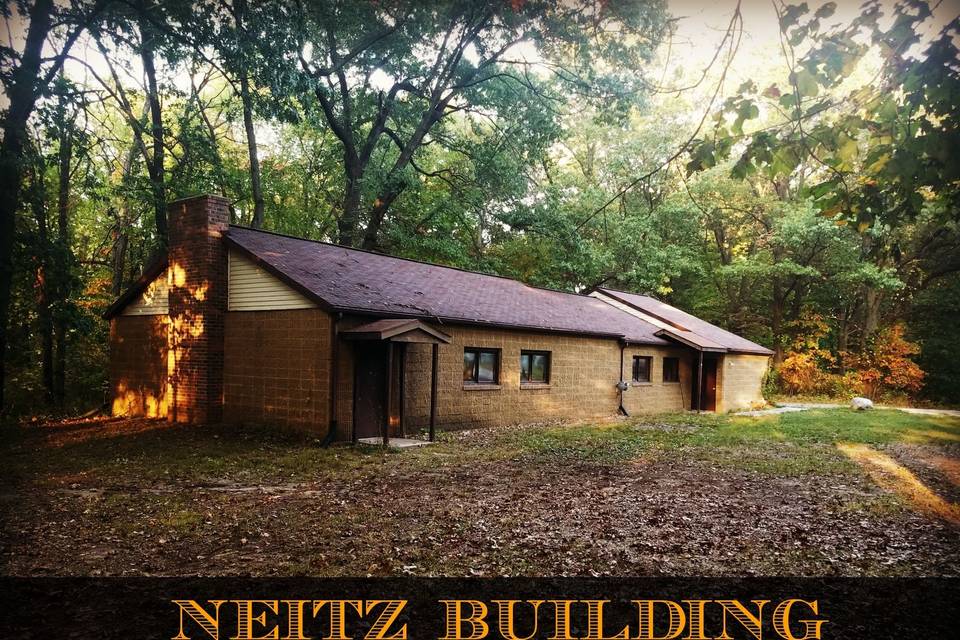 Neitz Building- Indoor dining hall with kitchen, restrooms & fireplace. Capacity 100