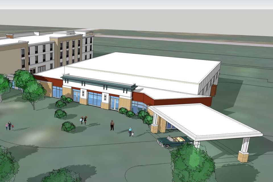 Ariel rendering of the Worthington Event Center and Comfort Suites Hotel opened in May/June 2013