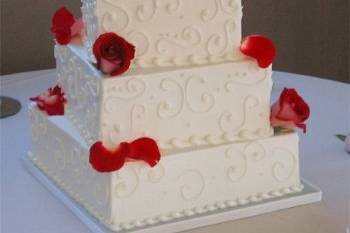 Layered cake with red roses