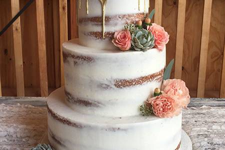 Half dressed wedding cake