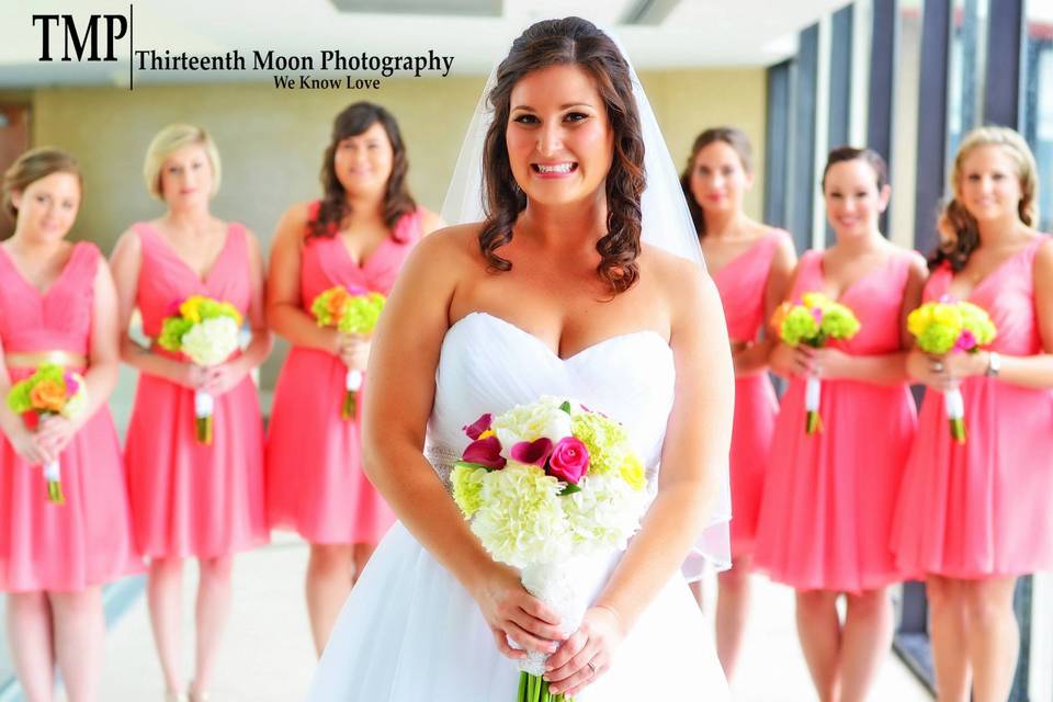 The bride with her bridesmaids