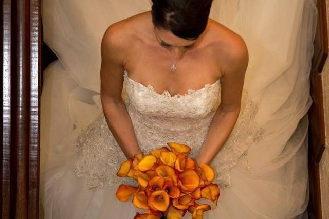 Bride going down the stairs