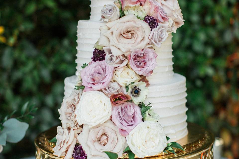 Multiple layered wedding cake