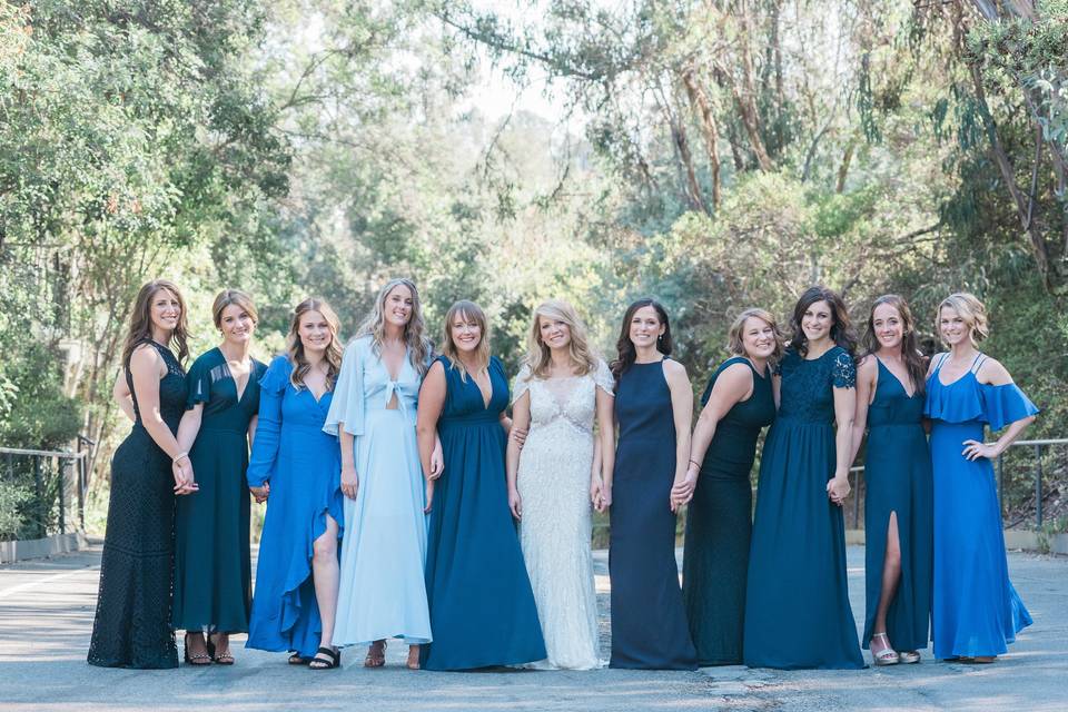 The bride with her bridesmaids