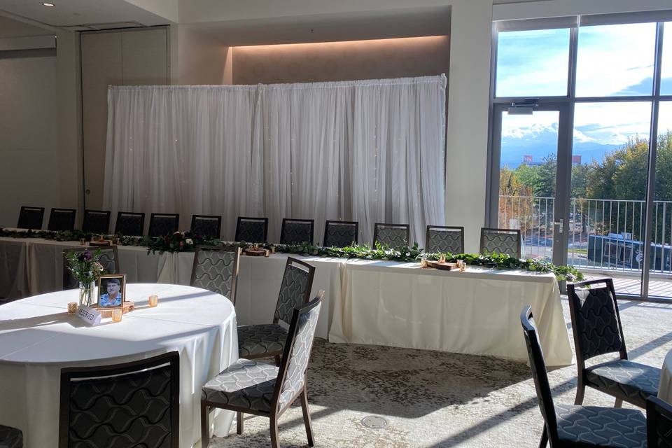 Head table with backdrop