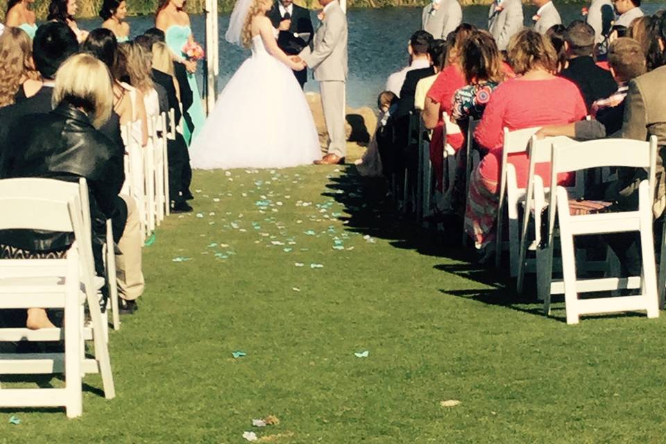 Exchanging their vows