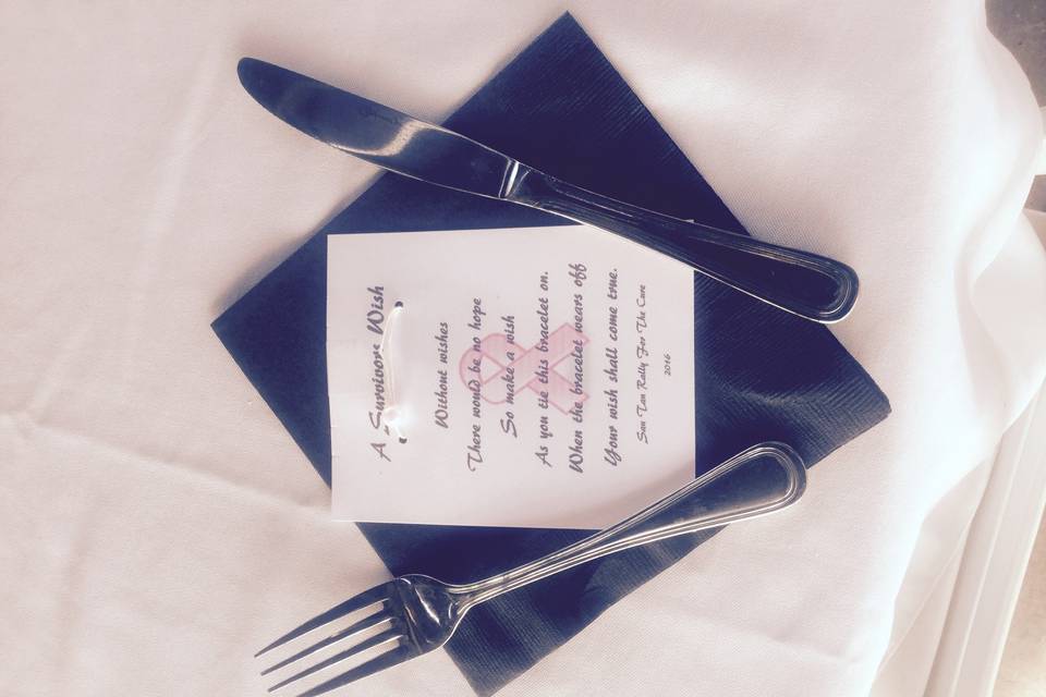 Place setting and menu