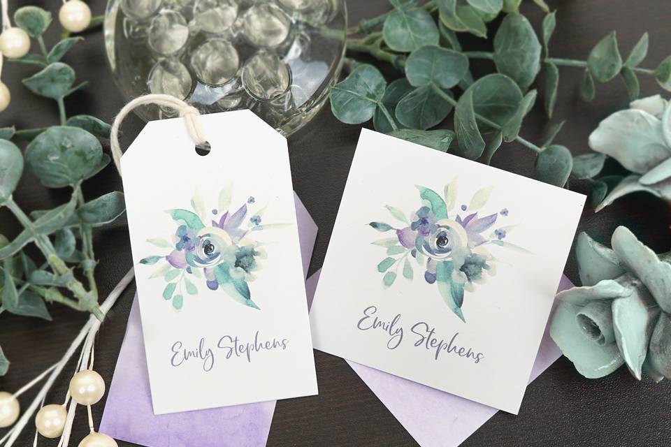 Purple Floral Tags