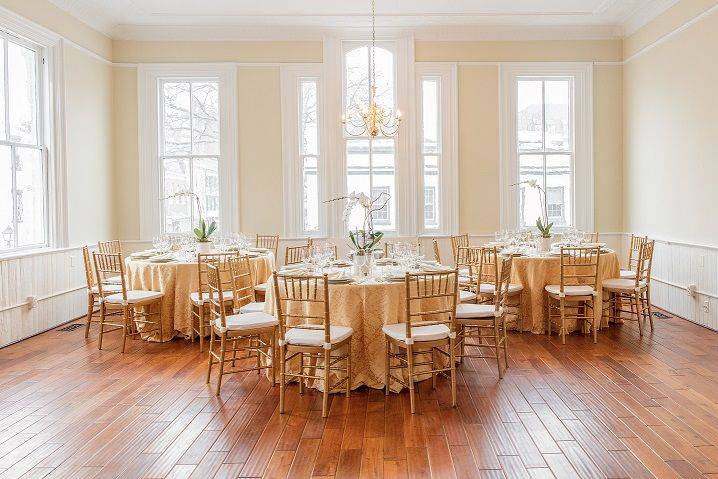 Originally a hotel ballroom in 1880, we worked with Design Cuisine to stage this event.  The light and windows provide the magical backdrop.