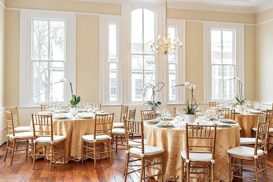 Elegant and airy, the space provides a stunning venue for your event.