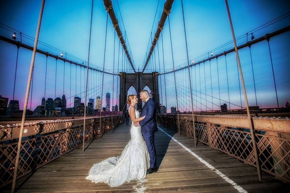 Couple on a bridge - Gary Flom Wedding Photography