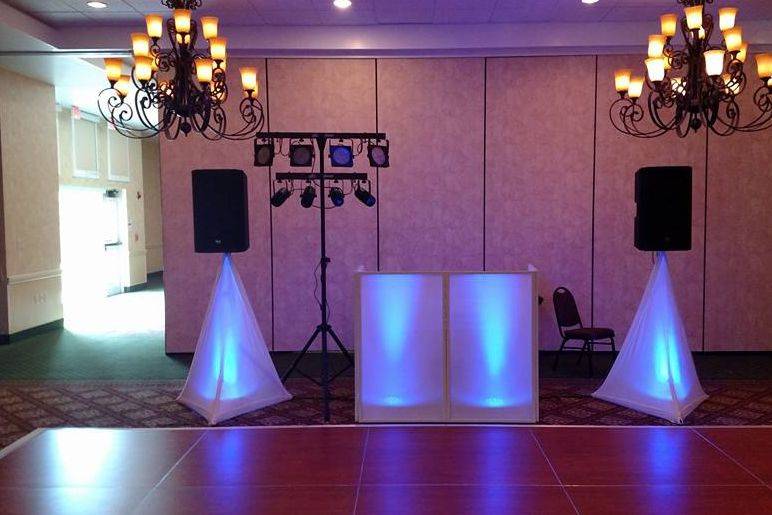 Dj lightning and ballroom setup