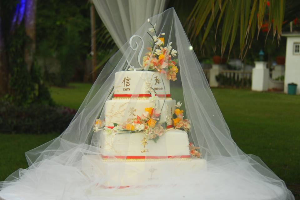 Three tier wedding cake