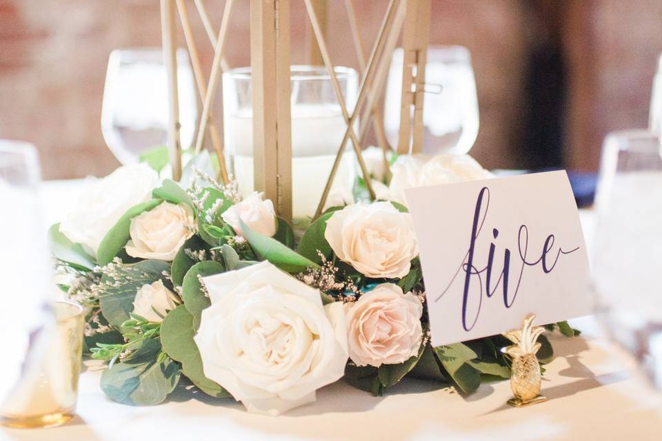 Lantern and Floral Centerpiece