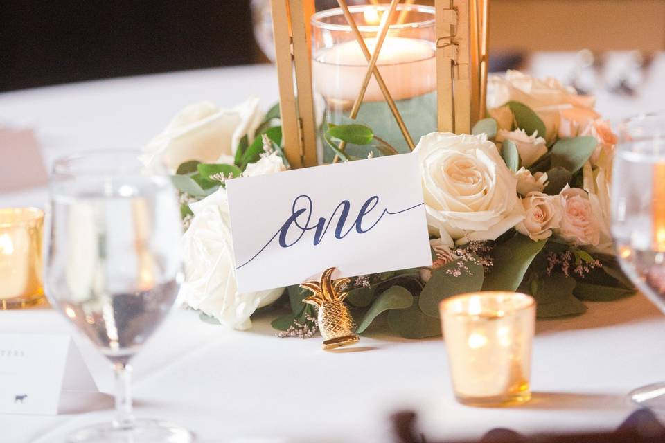 Lantern and Floral Centerpiece