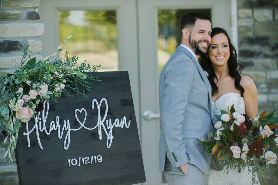 Bouquet and Sign Decor