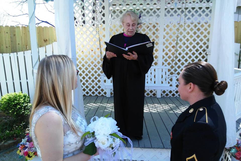 Officiating the wedding ceremony